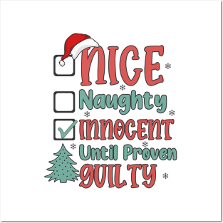 Nice Naughty Innocent Until Proven Guilty 2023 Retro Christmas Posters and Art